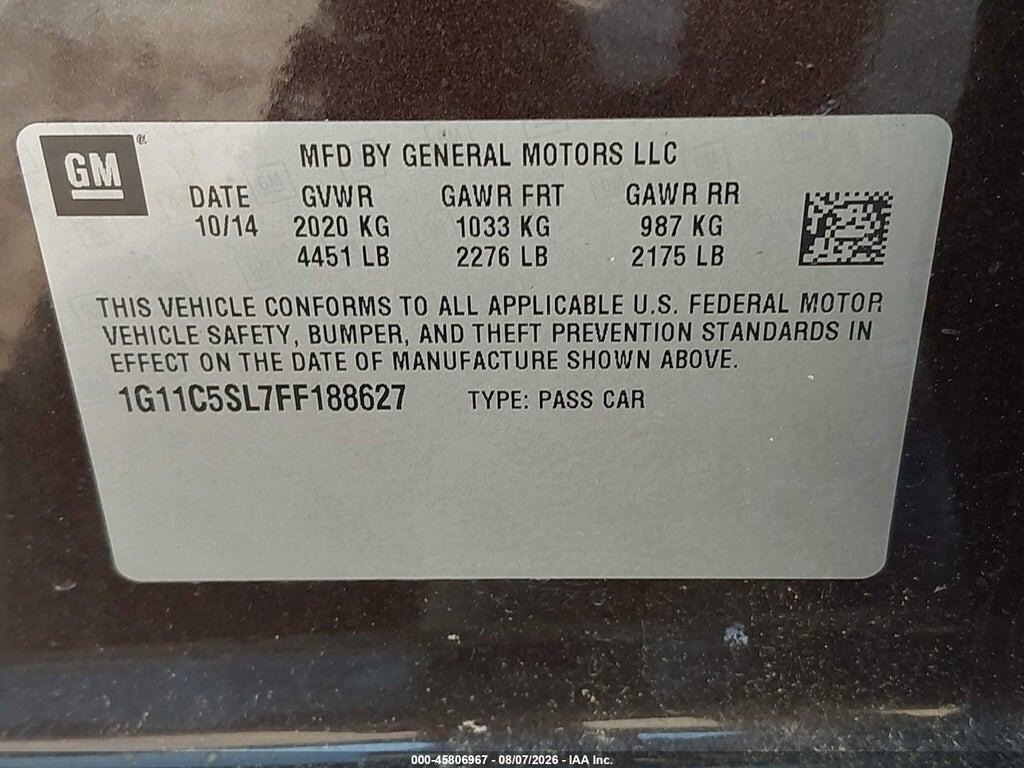 1G11C5SL7FF188627 2015 CHEVROLET MALIBU photo no. 9