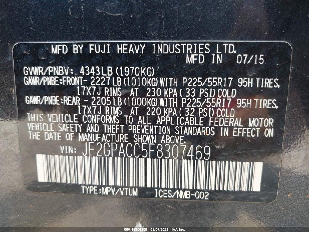JF2GPACC5F8307469 2015 SUBARU XV CROSSTREK photo no. 9