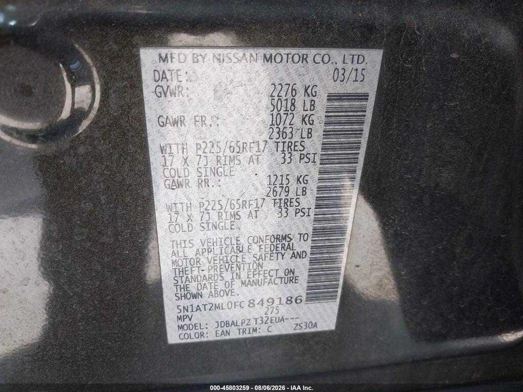 5N1AT2ML0FC849186 2015 NISSAN ROGUE photo no. 9