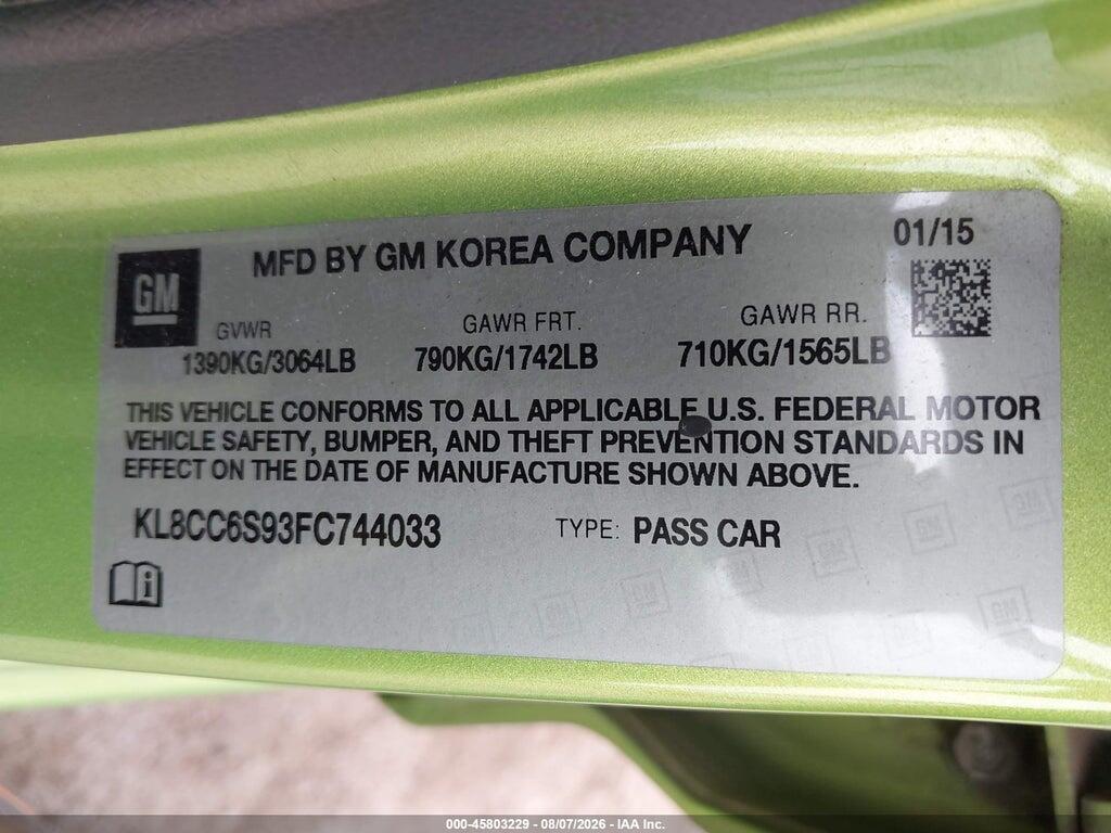 KL8CC6S93FC744033 2015 CHEVROLET SPARK photo no. 9