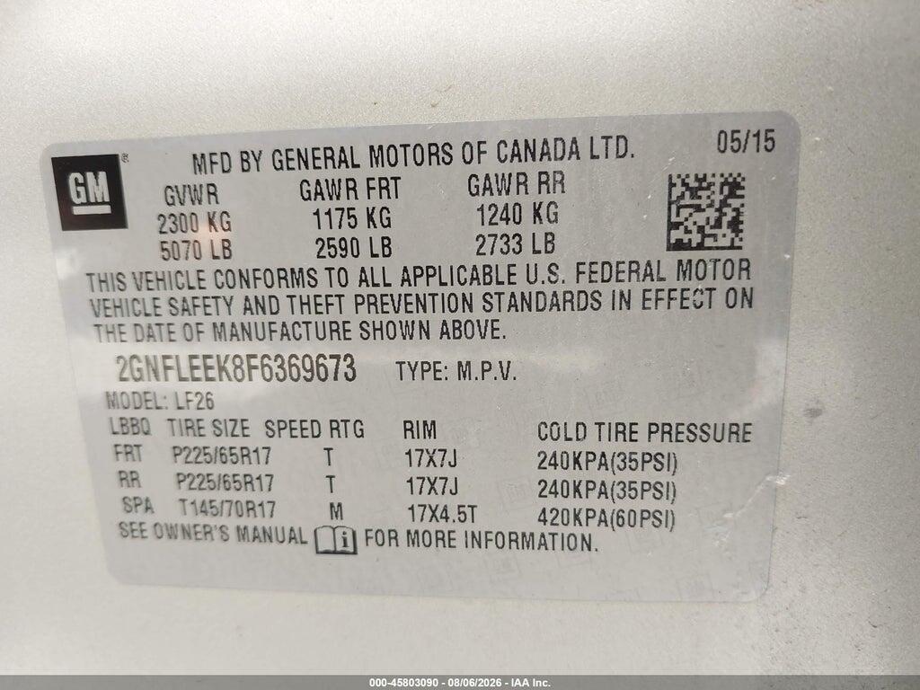 2GNFLEEK8F6369673 2015 CHEVROLET EQUINOX photo no. 9