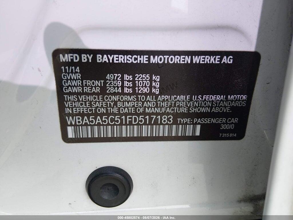 WBA5A5C51FD517183 2015 BMW 528I photo no. 9