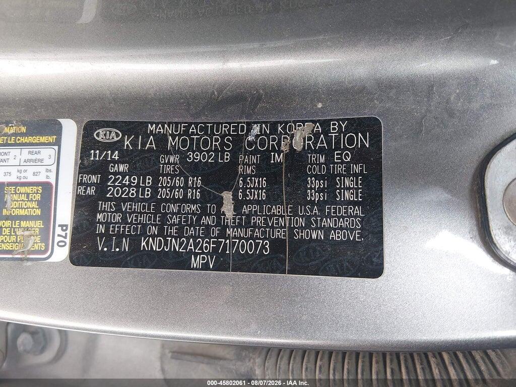 KNDJN2A26F7170073 2015 KIA SOUL photo no. 9