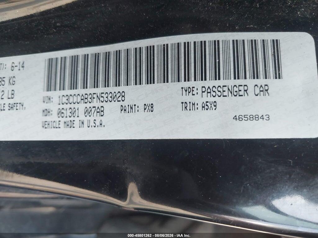 1C3CCCAB3FN533028 2015 CHRYSLER 200 photo no. 9