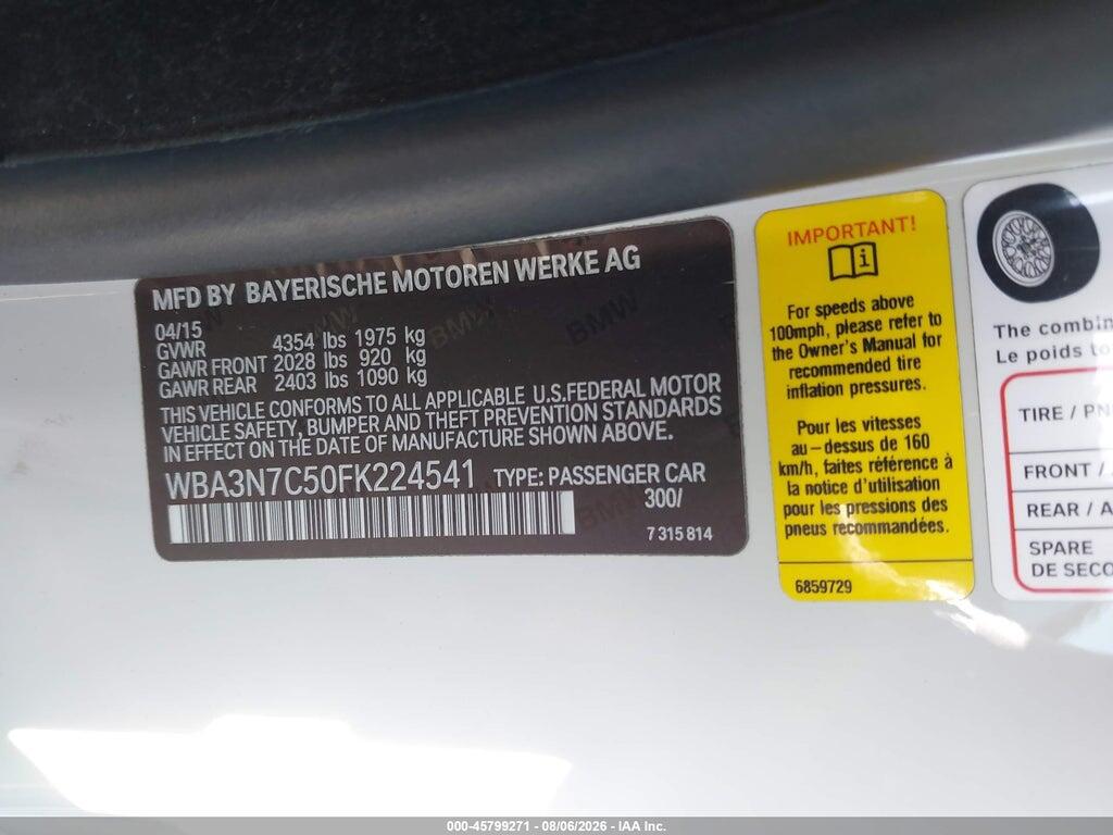 WBA3N7C50FK224541 2015 BMW 428I photo no. 9