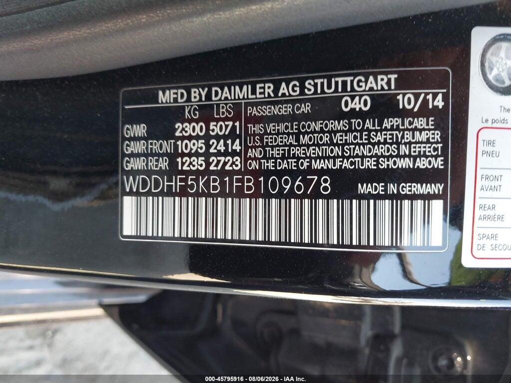 WDDHF5KB1FB109678 2015 MERCEDES-BENZ E 350 photo no. 9