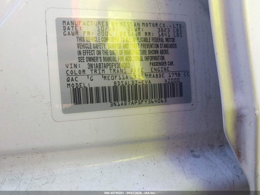 3N1AB7AP5FY364063 2015 NISSAN SENTRA photo no. 9