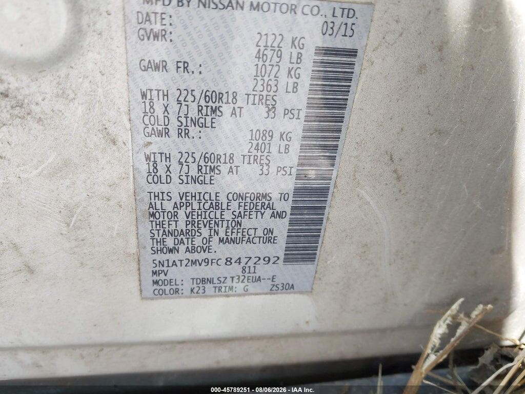 5N1AT2MV9FC847292 2015 NISSAN ROGUE photo no. 9