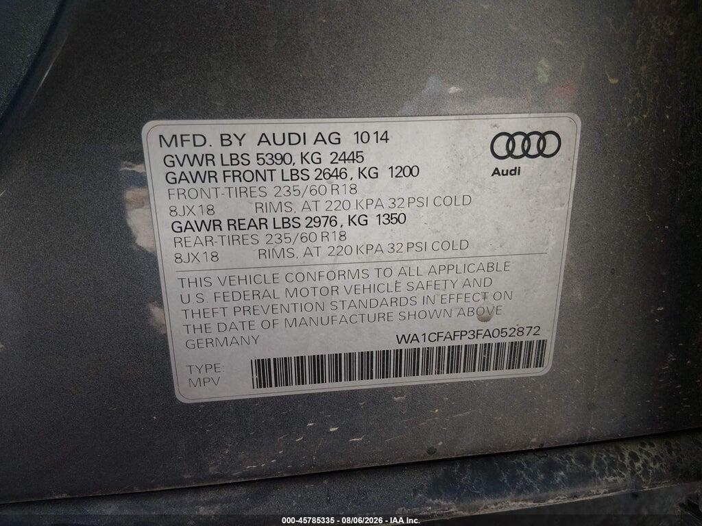 WA1CFAFP3FA052872 2015 AUDI Q5 photo no. 9