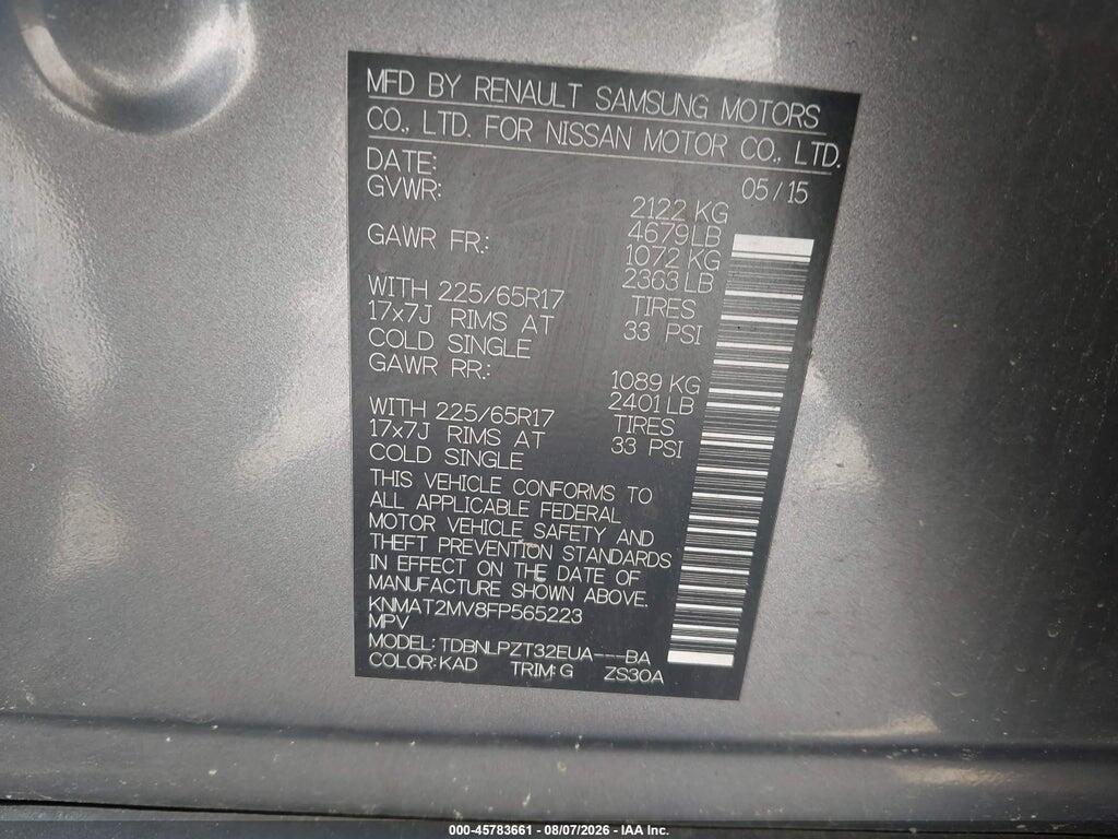 KNMAT2MV8FP565223 2015 NISSAN ROGUE photo no. 9