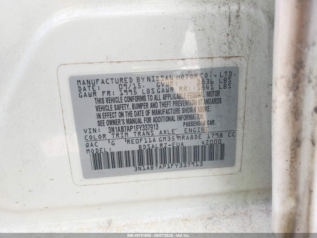 3N1AB7AP1FY337913 2015 NISSAN SENTRA photo no. 9