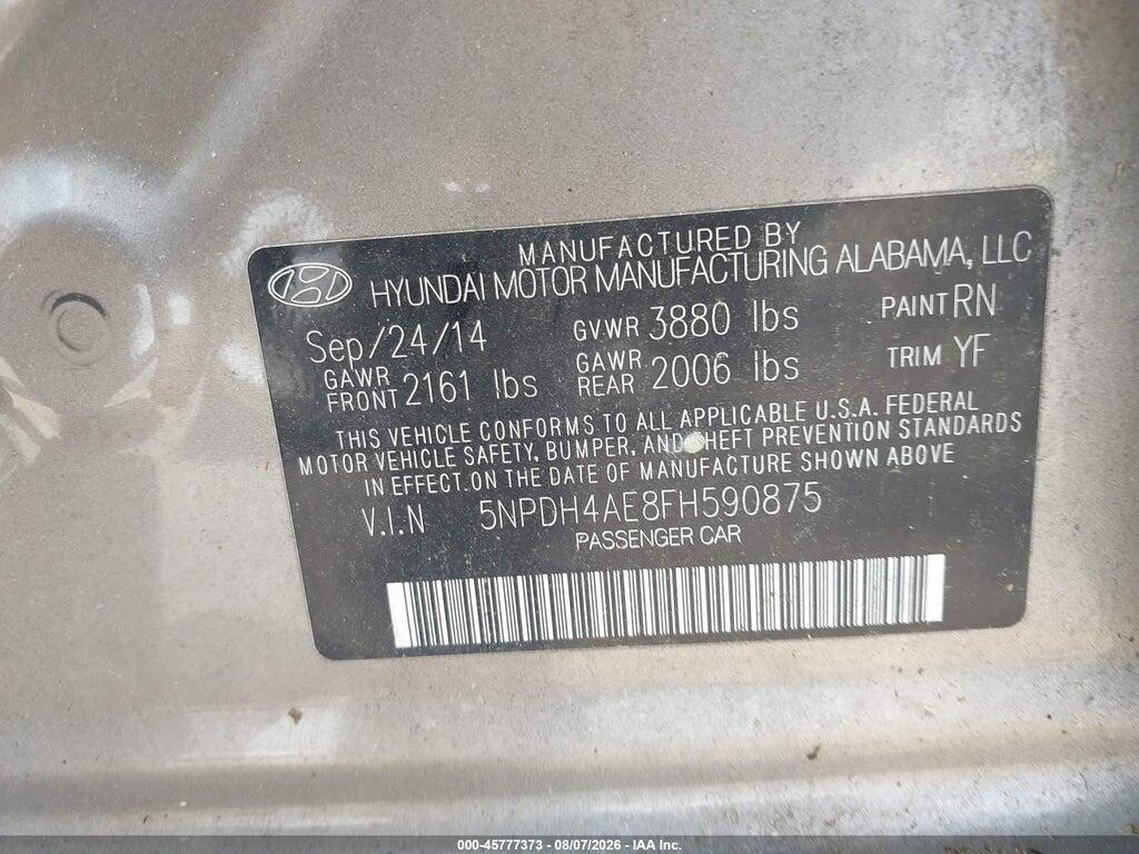5NPDH4AE8FH590875 2015 HYUNDAI ELANTRA photo no. 9