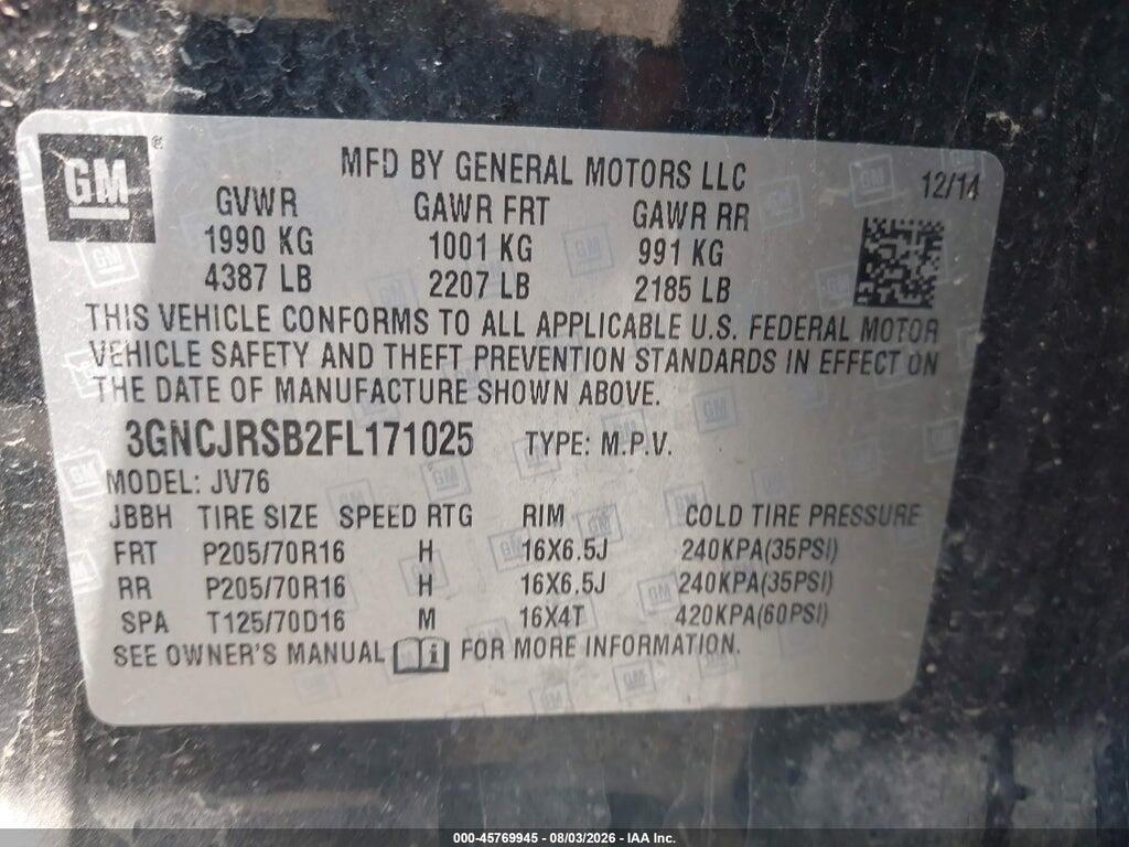 3GNCJRSB2FL171025 2015 CHEVROLET TRAX photo no. 9