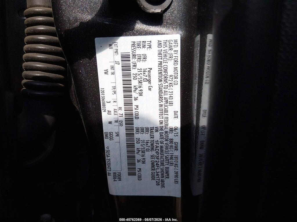 1FADP3F24FL341728 2015 FORD FOCUS photo no. 9