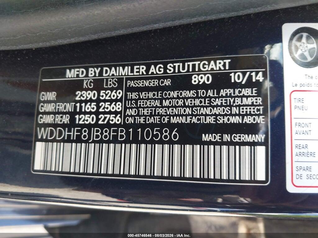 WDDHF8JB8FB110586 2015 MERCEDES-BENZ E 350 photo no. 9