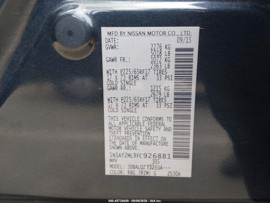 5N1AT2ML9FC926881 2015 NISSAN ROGUE photo no. 9