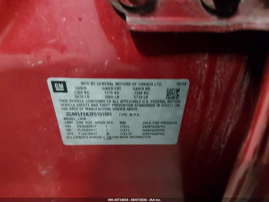 2GNFLFEK3F6191001 2015 CHEVROLET EQUINOX photo no. 9