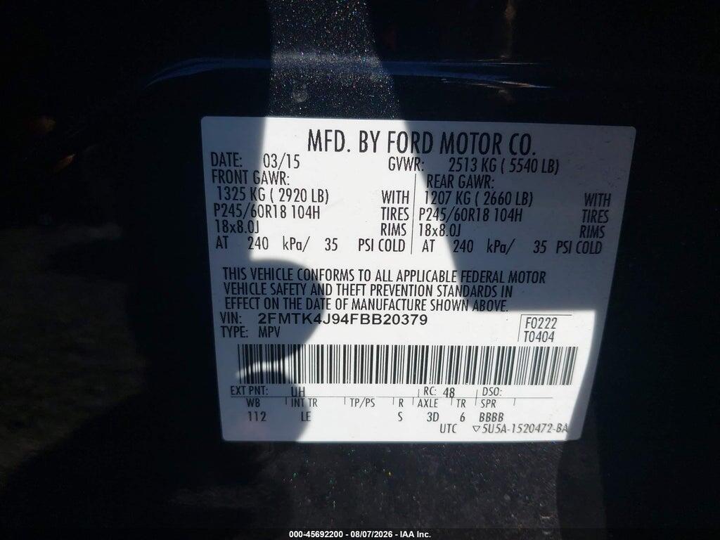 2FMTK4J94FBB20379 2015 FORD EDGE photo no. 9