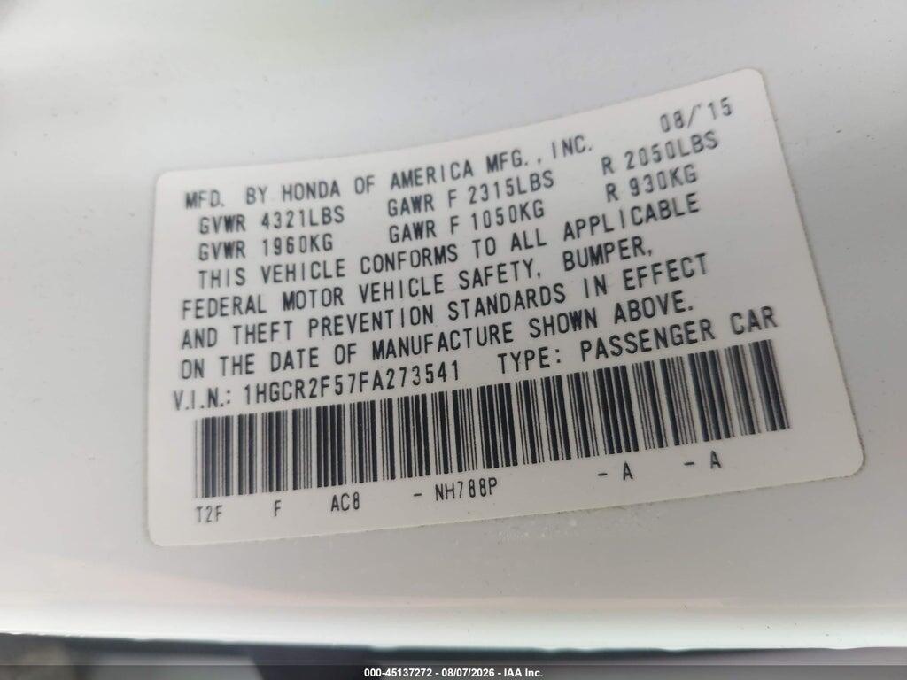 1HGCR2F57FA273541 2015 HONDA ACCORD photo no. 9