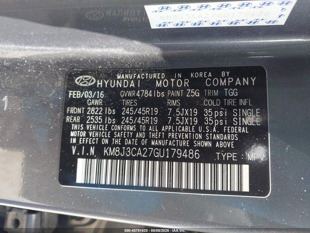KM8J3CA27GU179486 2016 HYUNDAI TUCSON photo no. 9