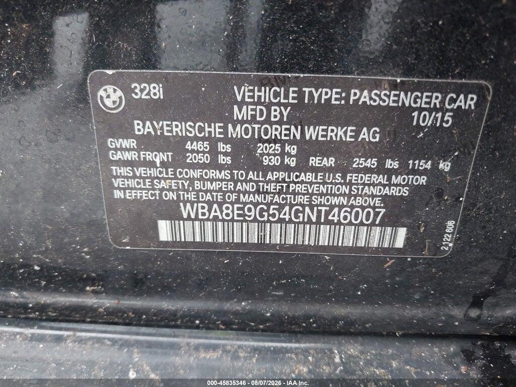 WBA8E9G54GNT46007 2016 BMW 328I photo no. 9