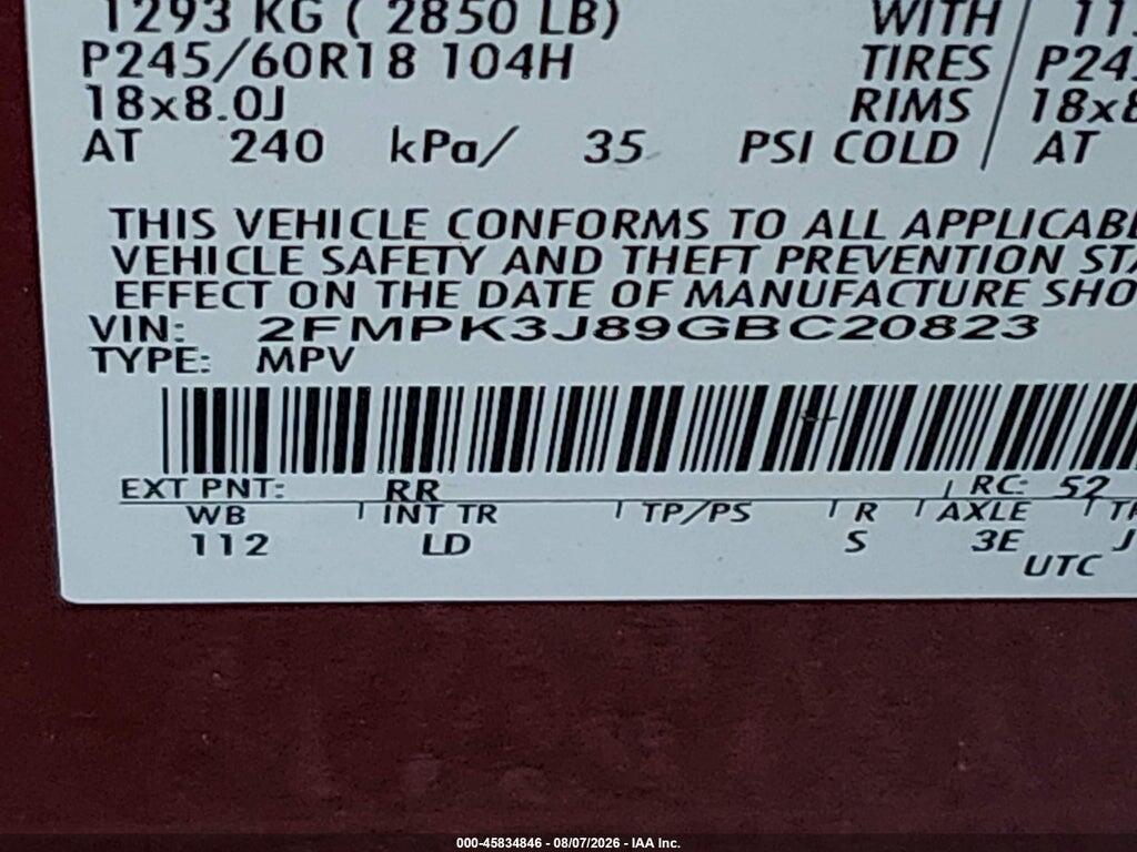 2FMPK3J89GBC20823 2016 FORD EDGE photo no. 9