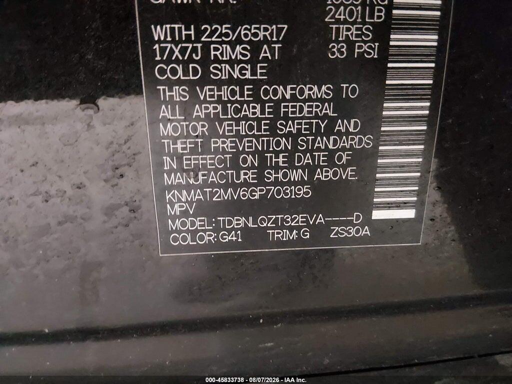 KNMAT2MV6GP703195 2016 NISSAN ROGUE photo no. 9