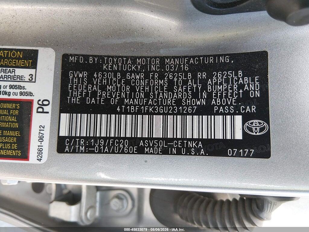 4T1BF1FK3GU231267 2016 TOYOTA CAMRY photo no. 9