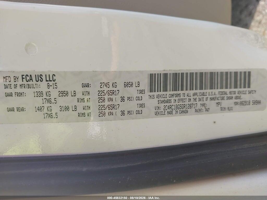 2C4RC1BG5GR128717 2016 CHRYSLER TOWN & COUNTRY photo no. 9