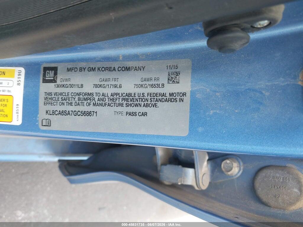 KL8CA6SA7GC568671 2016 CHEVROLET SPARK photo no. 9
