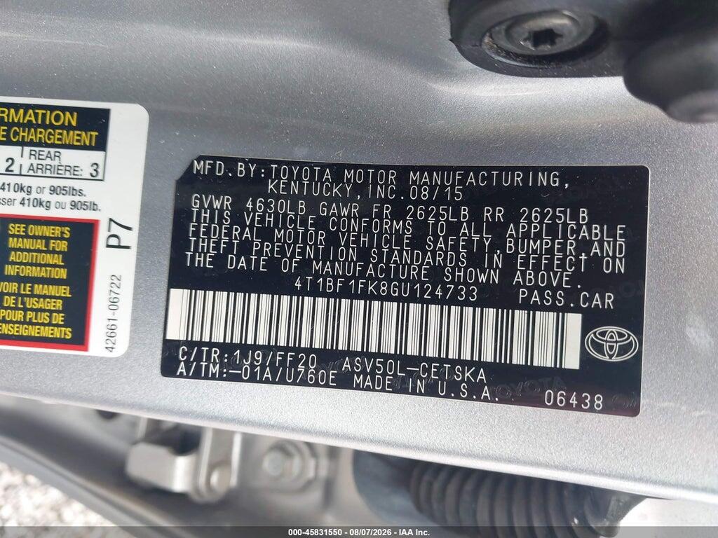 4T1BF1FK8GU124733 2016 TOYOTA CAMRY photo no. 9