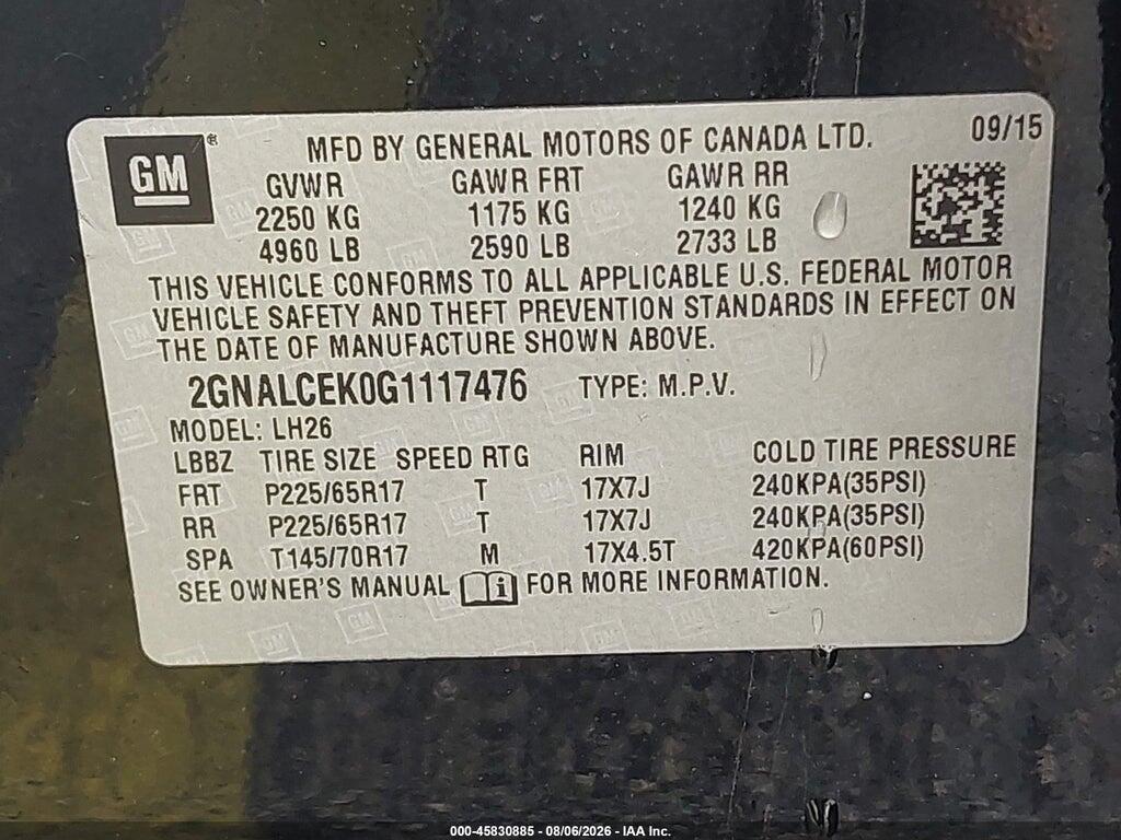 2GNALCEK0G1117476 2016 CHEVROLET EQUINOX photo no. 9