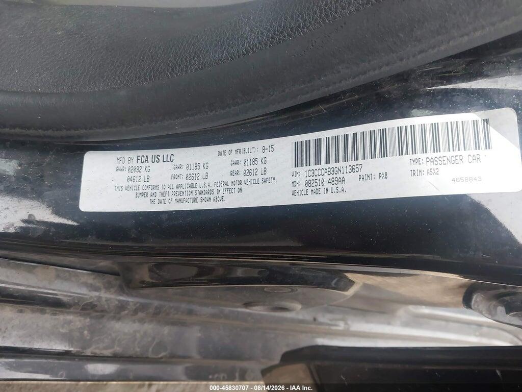 1C3CCCAB3GN113657 2016 CHRYSLER 200 photo no. 9