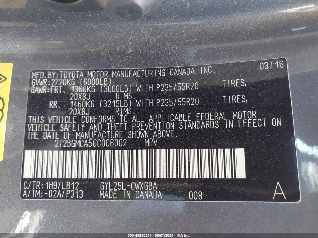 2T2BGMCA5GC006002 2016 LEXUS RX 450H photo no. 9