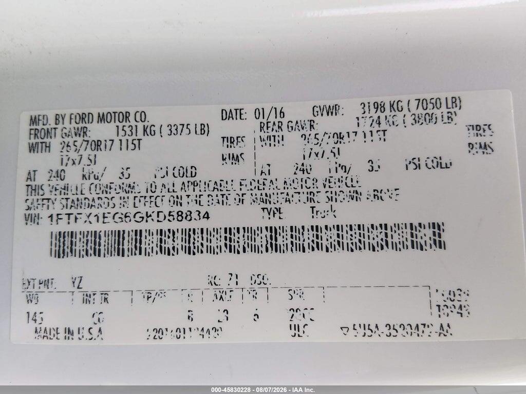 1FTFX1EG6GKD58834 2016 FORD F-150 photo no. 9