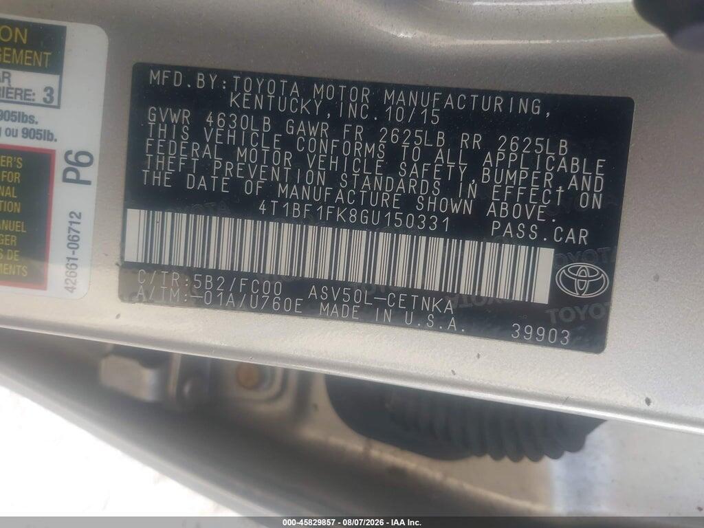 4T1BF1FK8GU150331 2016 TOYOTA CAMRY photo no. 9