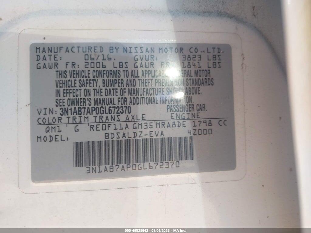 3N1AB7AP0GL672370 2016 NISSAN SENTRA photo no. 9