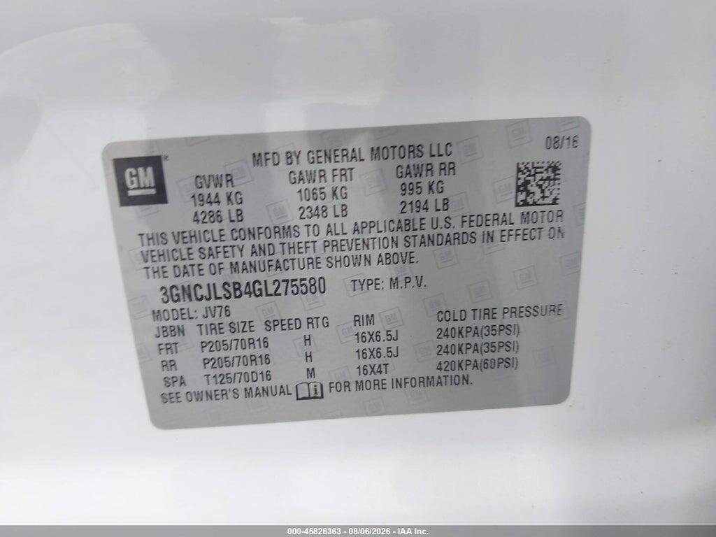 3GNCJLSB4GL275580 2016 CHEVROLET TRAX photo no. 9