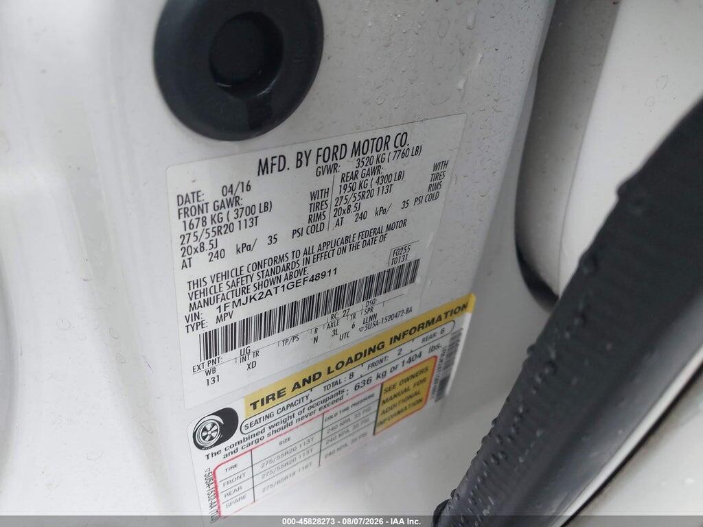 1FMJK2AT1GEF48911 2016 FORD EXPEDITION EL photo no. 9