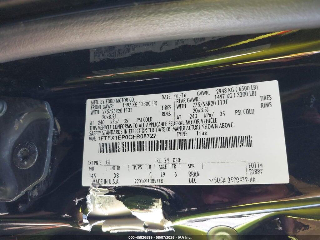 1FTEX1EP0GFB08722 2016 FORD F-150 photo no. 9