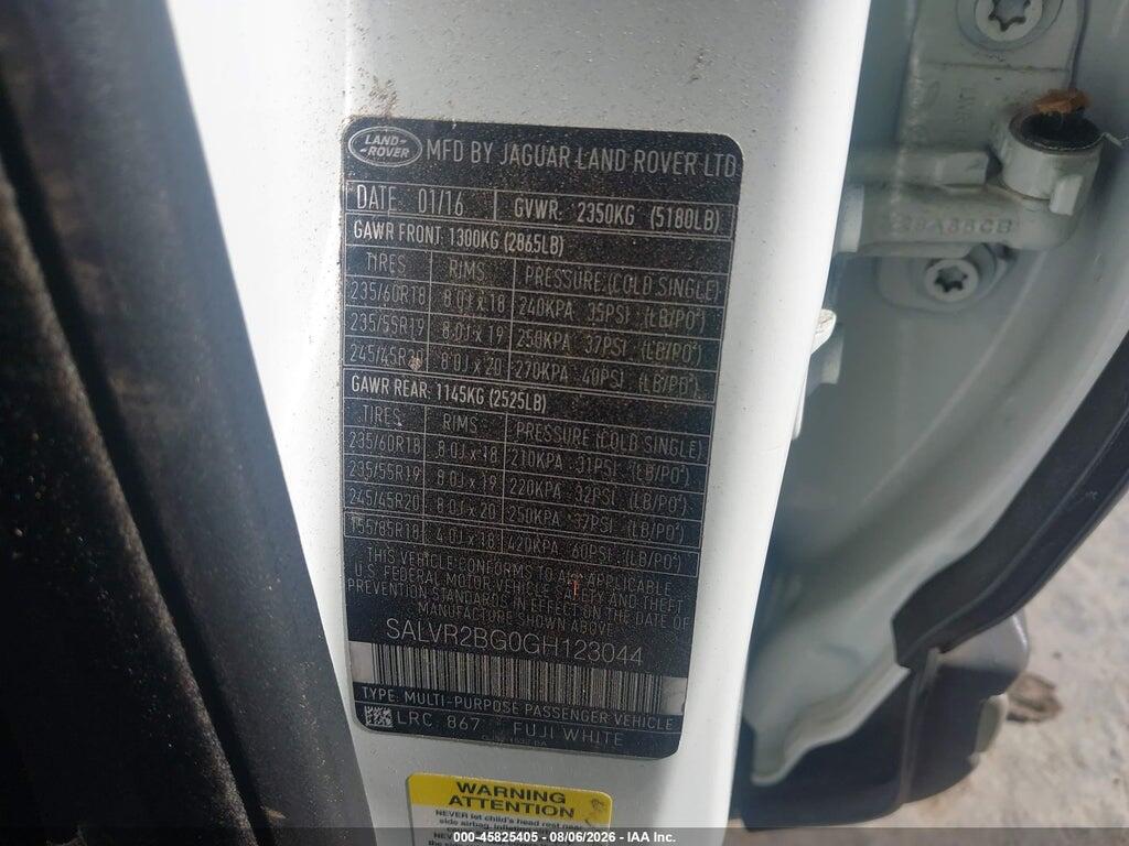 SALVR2BG0GH123044 2016 LAND ROVER RANGE ROVER EVOQUE photo no. 9