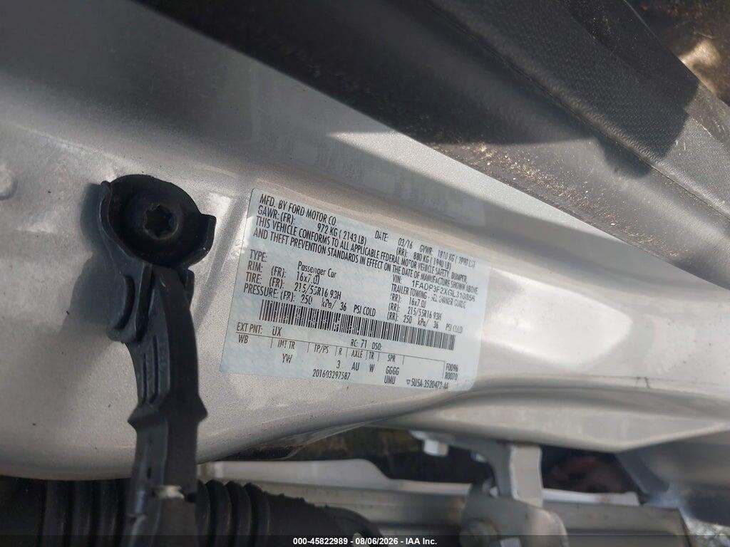 1FADP3F2XGL310856 2016 FORD FOCUS photo no. 9