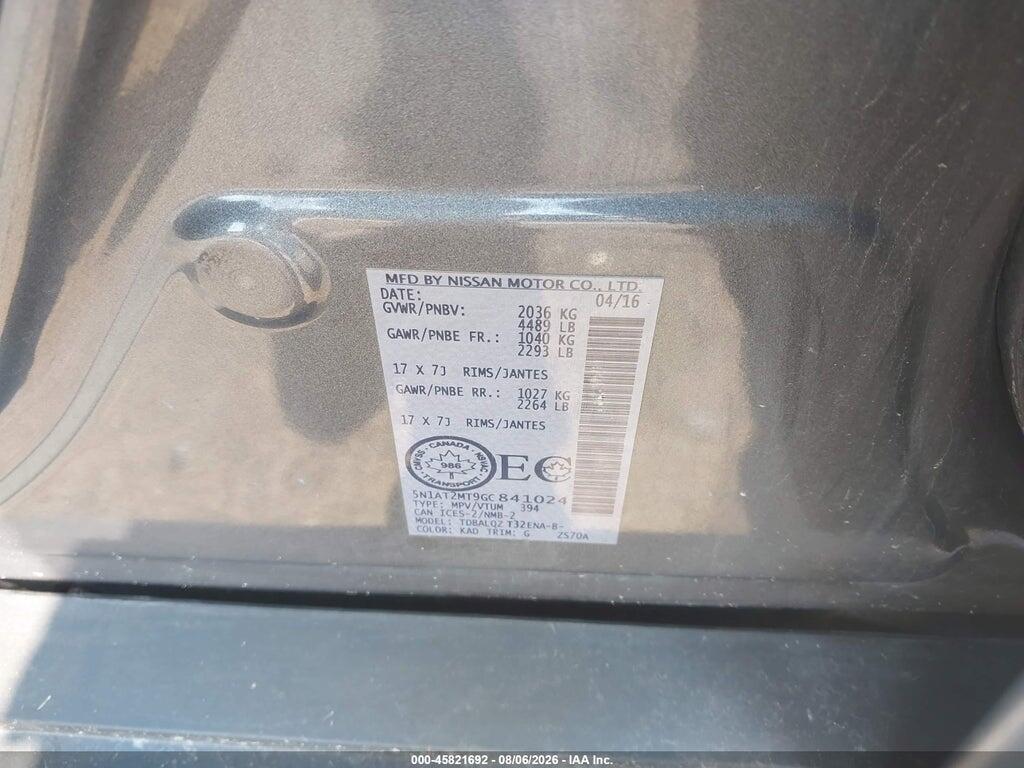 5N1AT2MT9GC841024 2016 NISSAN ROGUE photo no. 9