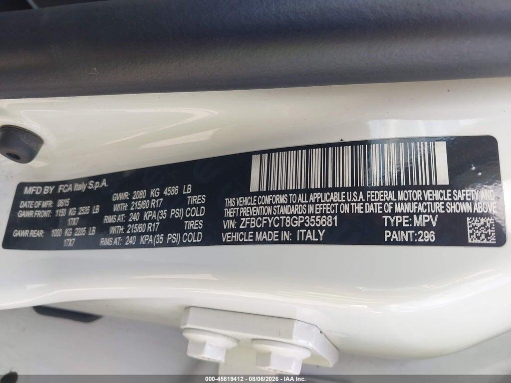 ZFBCFYCT8GP355681 2016 FIAT 500X photo no. 9