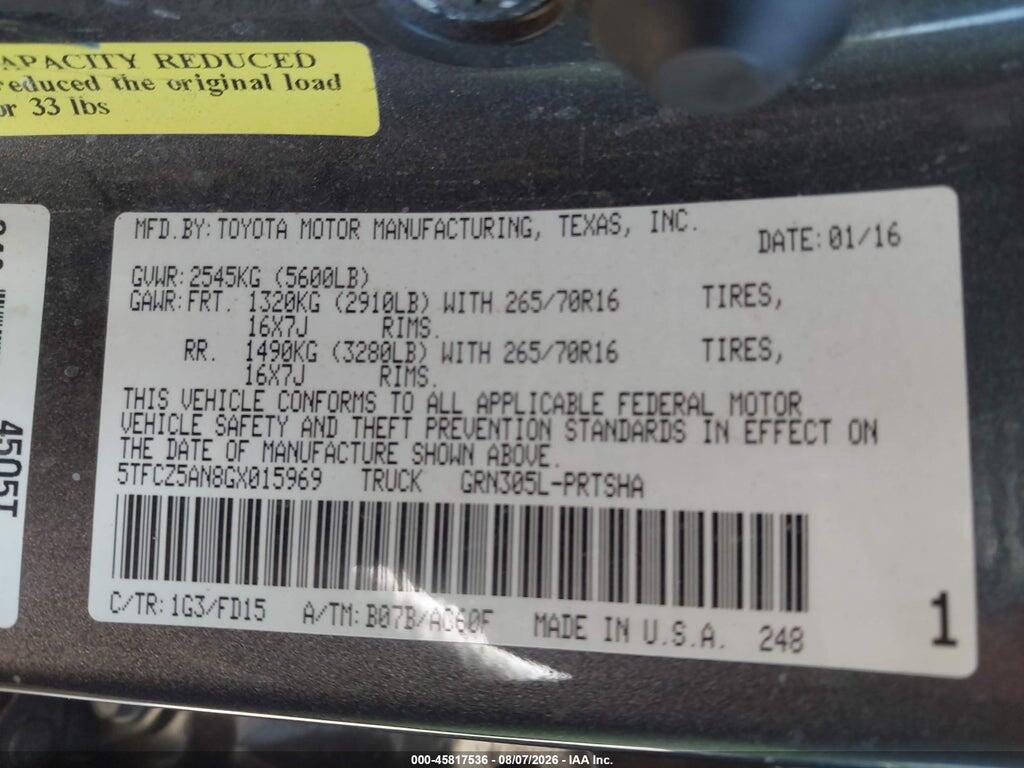 5TFCZ5AN8GX015969 2016 TOYOTA TACOMA photo no. 9