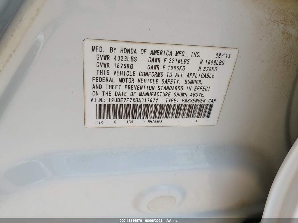 19UDE2F7XGA017672 2016 ACURA ILX photo no. 9