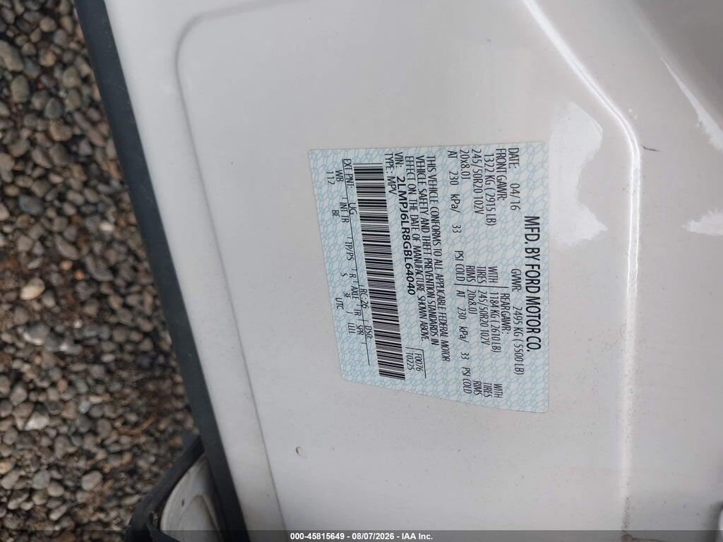 2LMPJ6LR8GBL64040 2016 LINCOLN MKX photo no. 9