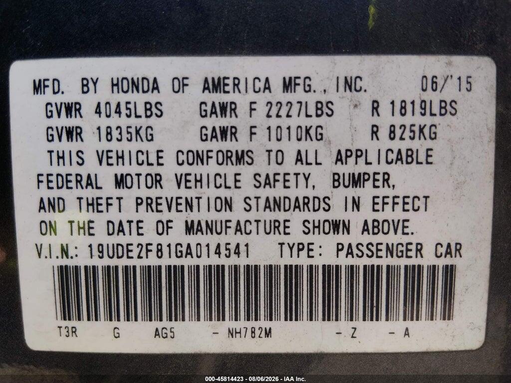 19UDE2F81GA014541 2016 ACURA ILX photo no. 9