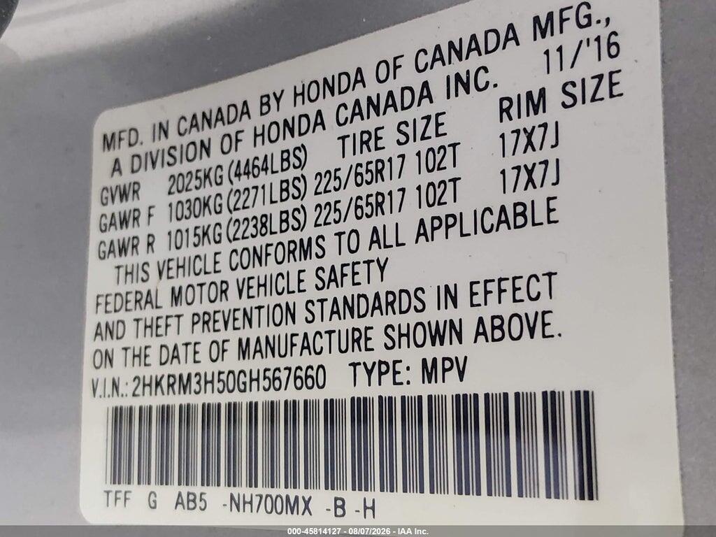 2HKRM3H50GH567660 2016 HONDA CR-V photo no. 9