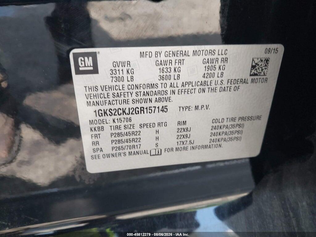 1GKS2CKJ2GR157145 2016 GMC YUKON photo no. 9